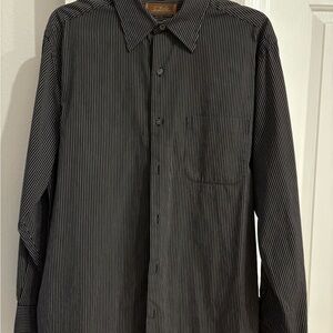 Tasso Elba Men's Dark Gray Striped Button Down Shirt